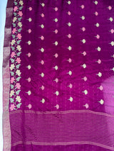 MIMOSA Magenta Jaipur Saree — pallu and zari work detail