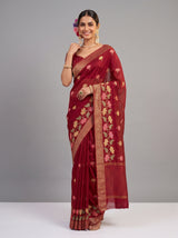 MIMOSA Maroon Jaipur Saree — pose 10 styling detail