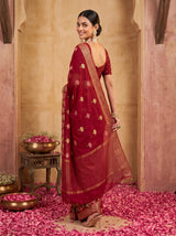 MIMOSA Maroon Jaipur Saree — pose 7 styling detail