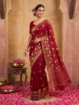 MIMOSA Maroon Jaipur Saree — pose 9 styling detail