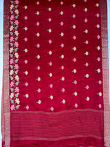 MIMOSA Maroon Jaipur Saree — pallu and zari work detail