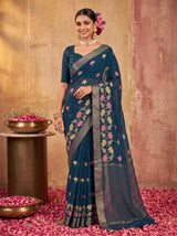 MIMOSA Navy Jaipur Saree — pose 10 styling detail
