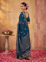 MIMOSA Navy Jaipur Saree — pose 7 styling detail