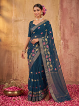 MIMOSA Navy Jaipur Saree — pose 9 styling detail