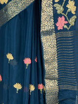 MIMOSA Navy Jaipur Saree — fleets shot full lifestyle