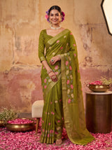 MIMOSA Olive Jaipur Saree — pose 10 styling detail