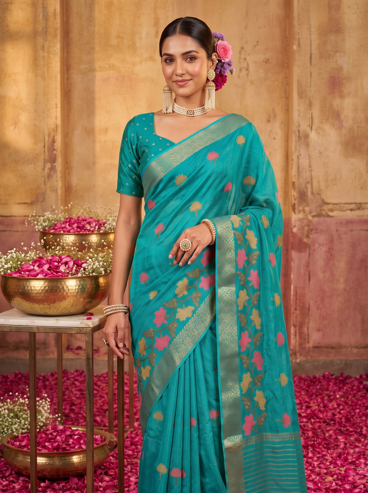 MIMOSA Rama Jaipur Saree — pose 10 styling detail