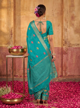 MIMOSA Rama Jaipur Pure Viscose Chiffon Saree — model upper body