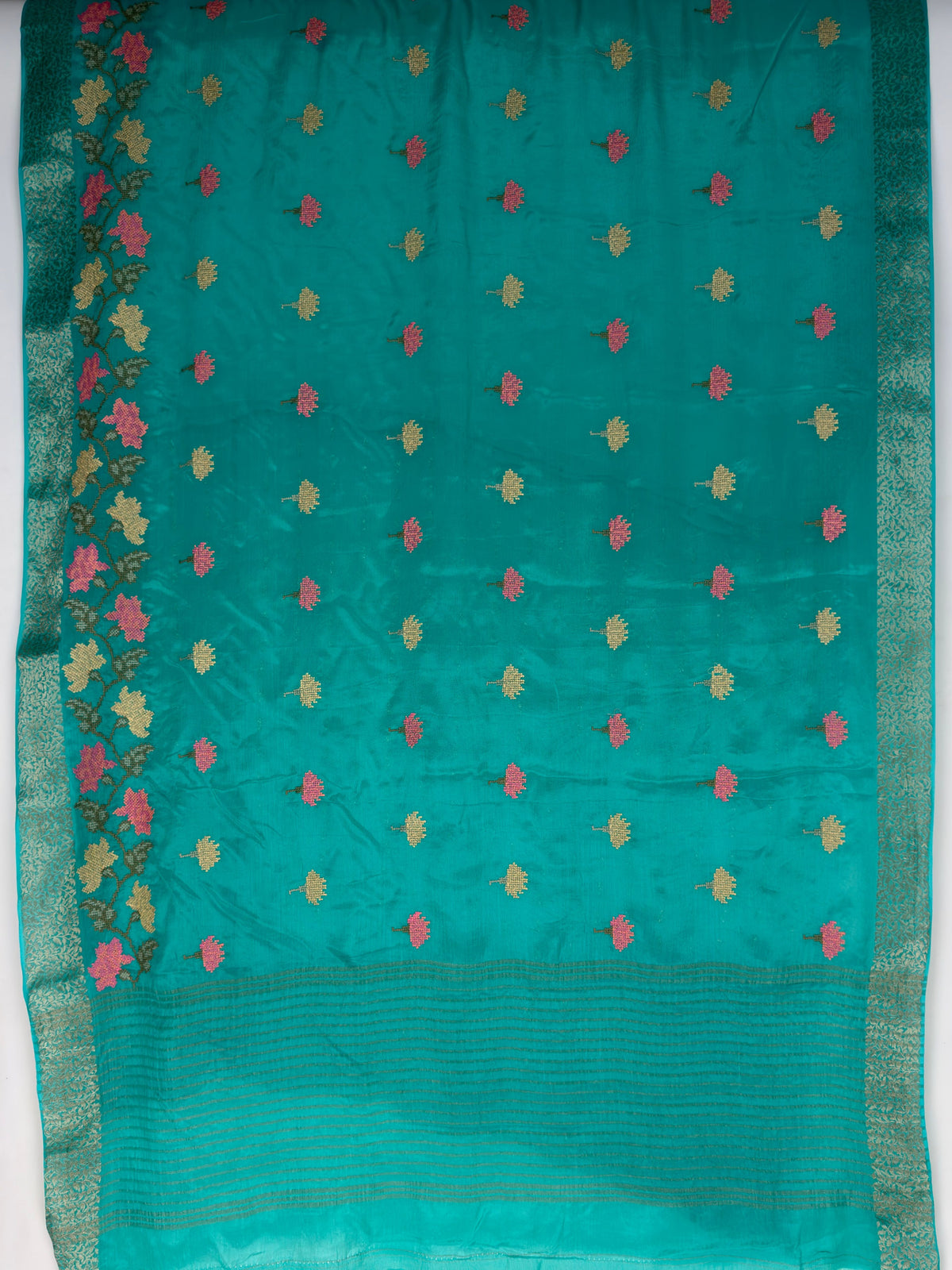 MIMOSA Rama Jaipur Saree — pallu and zari work detail