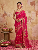 MIMOSA Rani Jaipur Pure Viscose Chiffon Saree — model full shot
