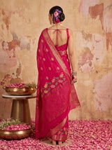 MIMOSA Rani Jaipur Pure Viscose Chiffon Saree — model upper body