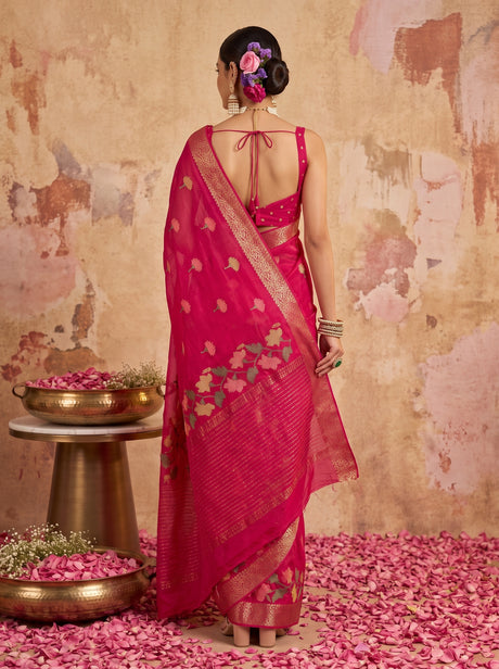 MIMOSA Rani Jaipur Pure Viscose Chiffon Saree — model upper body