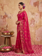 MIMOSA Rani Jaipur Pure Viscose Chiffon Saree — model mid section