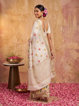 MIMOSA White Jaipur Saree — pose 7 styling detail