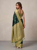 MIMOSA Bottle Green Kanjivaram Saree — pose 2 styling detail