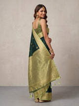 MIMOSA Bottle Green Kanjivaram Saree — pose 7 styling detail