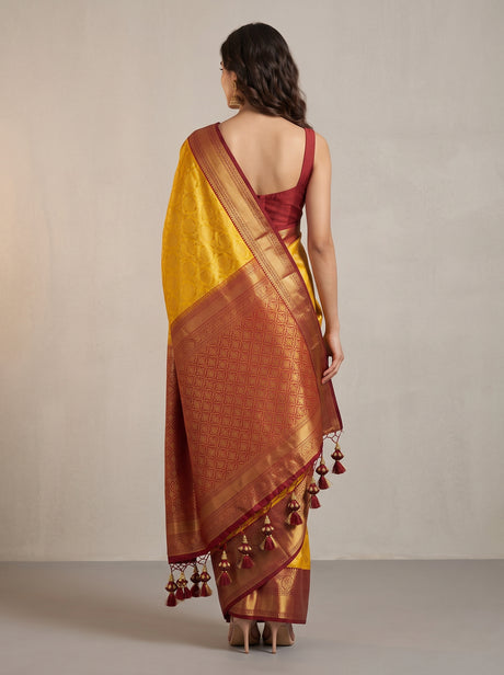 MIMOSA Gold Kanjivaram Saree — pose 2 styling detail