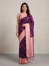 MIMOSA Jamun Kanjivaram Saree — front view on mannequin