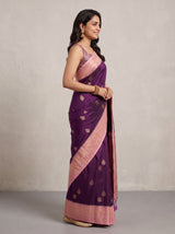 MIMOSA Jamun Kanjivaram Saree — pose 3 styling detail