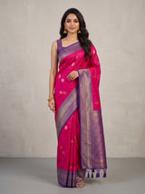 MIMOSA Rani Kanjivaram Saree — front view on mannequin