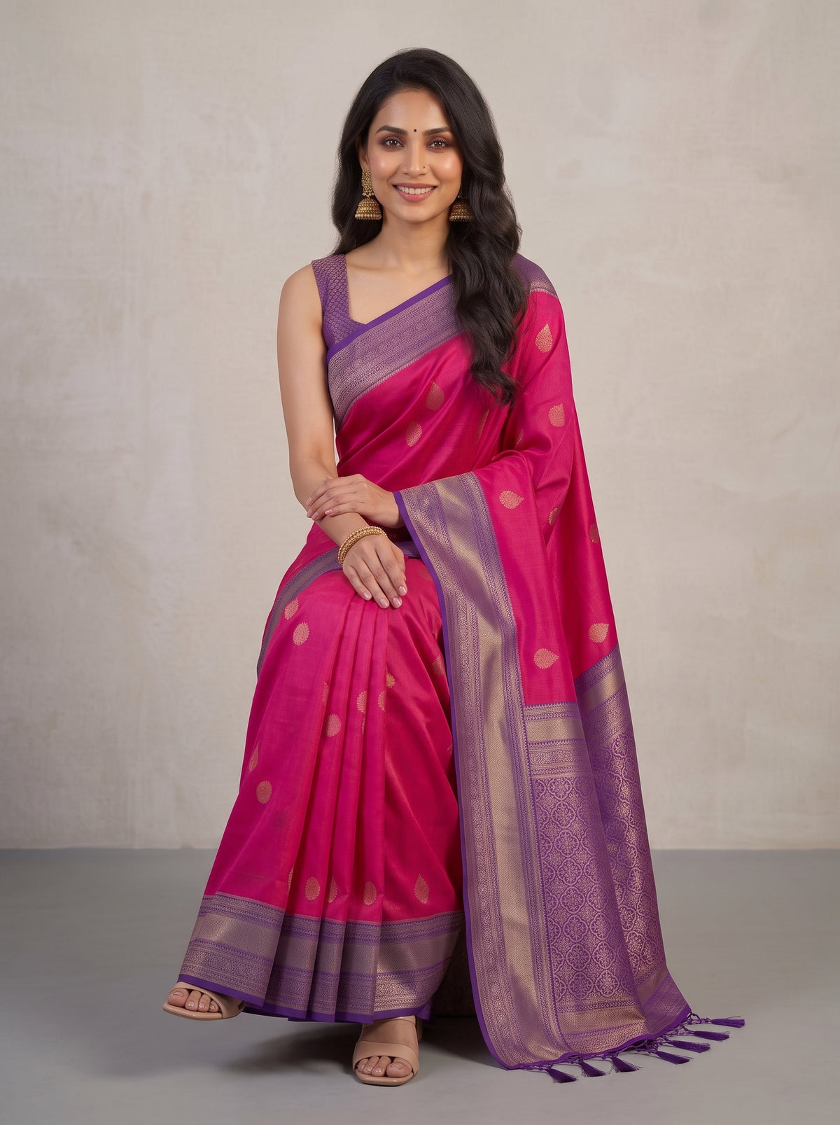 MIMOSA Rani Kanjivaram Saree — pose 8 styling detail
