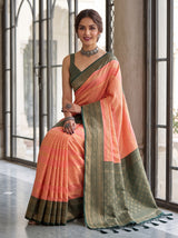 MIMOSA Peach Kanjivaram Art Silk Saree — pose 8 styling detail