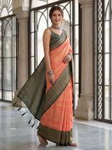 MIMOSA Peach Kanjivaram Art Silk Saree — pose 9 styling detail