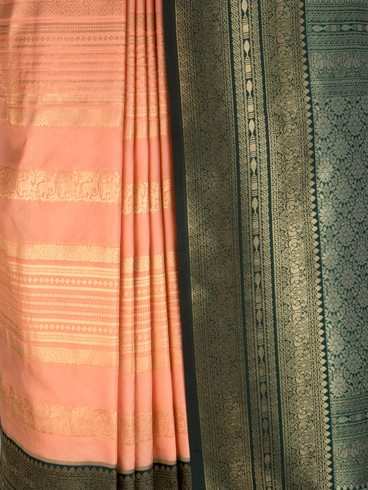 MIMOSA Peach Kanjivaram Art Silk Saree — fleets shot full lifestyle