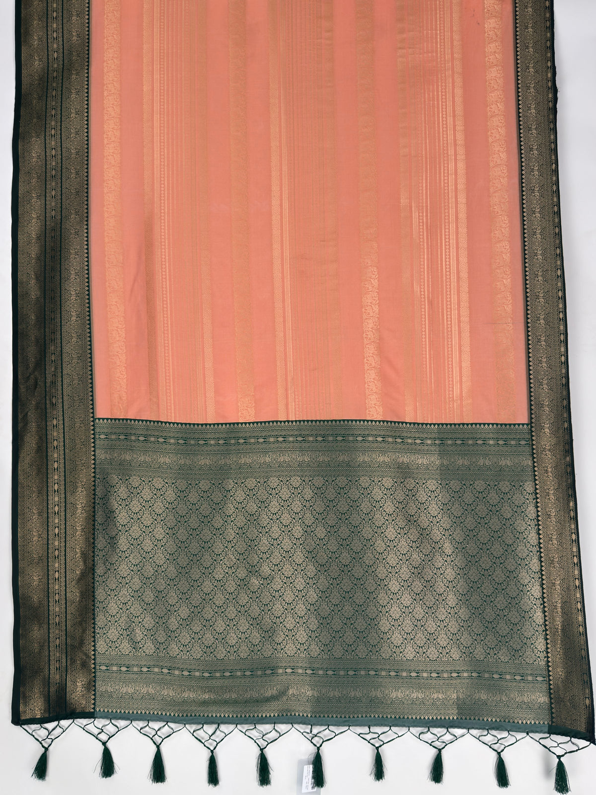 MIMOSA Peach Kanjivaram Art Silk Saree — pallu and zari work detail