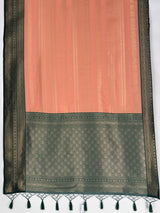 MIMOSA Peach Kanjivaram Art Silk Saree — pallu and zari work detail