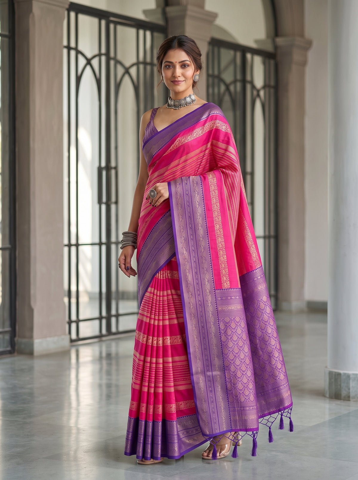 MIMOSA Rani Kanjivaram Art Silk Saree — pose 9 styling detail