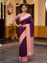MIMOSA Jamun Kanjivaram Art Silk Saree — pose 4 styling detail