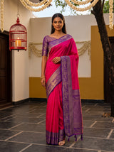 MIMOSA Rani Kanjivaram Art Silk Saree — AI model lifestyle pose