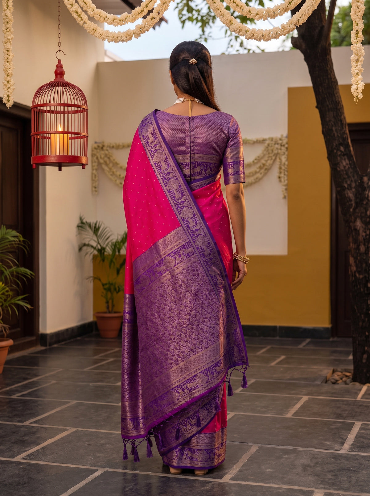 MIMOSA Rani Kanjivaram Art Silk Saree — pallu and body details