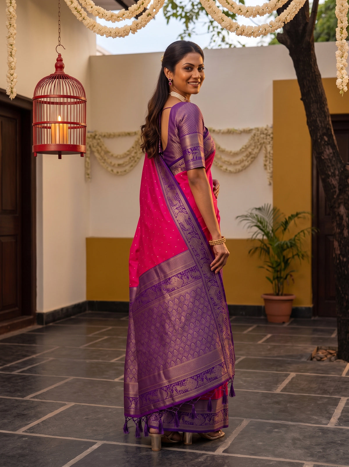 MIMOSA Rani Kanjivaram Art Silk Saree — pose 5 styling detail