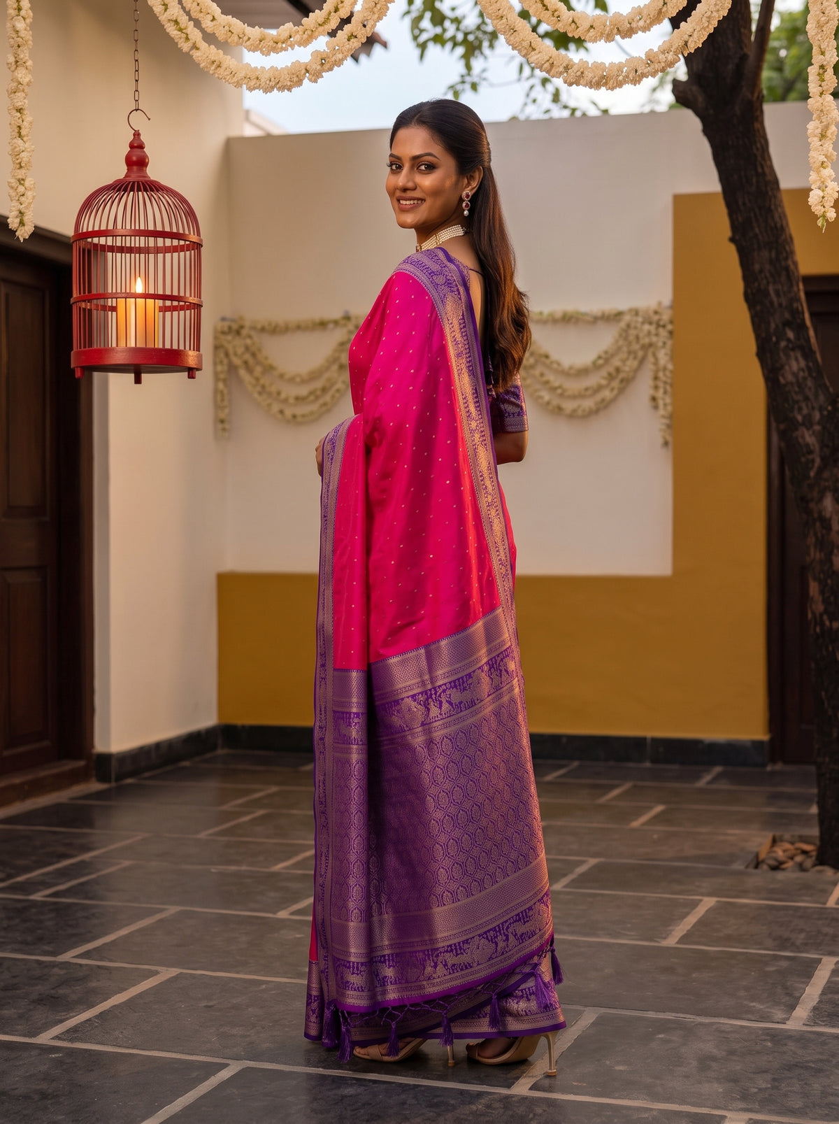 MIMOSA Rani Kanjivaram Art Silk Saree — pose 7 styling detail