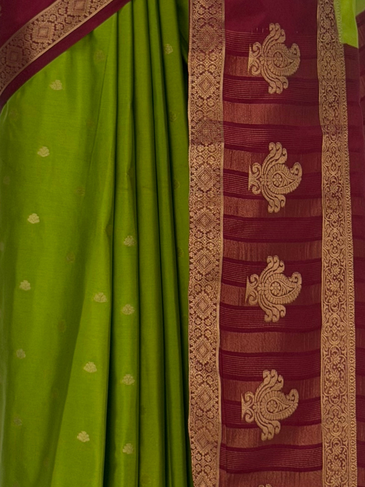MIMOSA Olive Mysore Silk Crepe Saree — fleets shot full lifestyle