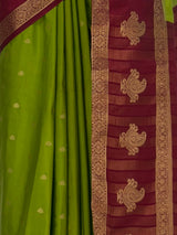 MIMOSA Olive Mysore Silk Crepe Saree — fleets shot full lifestyle