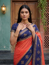 MIMOSA Peach Mysore Silk Crepe Saree — pose 10 styling detail