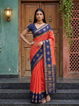 MIMOSA Peach Mysore Silk Crepe Saree — pose 4 styling detail