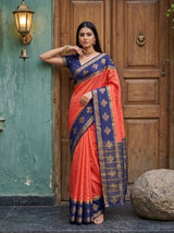 MIMOSA Peach Mysore Silk Crepe Saree — pose 5 styling detail