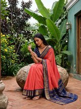 MIMOSA Peach Mysore Silk Crepe Saree — pose 8 styling detail