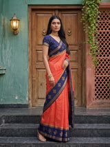 MIMOSA Peach Mysore Silk Crepe Saree — pose 9 styling detail