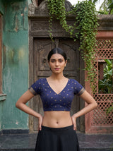 MIMOSA Peach Mysore Silk Crepe Saree — blouse close-up