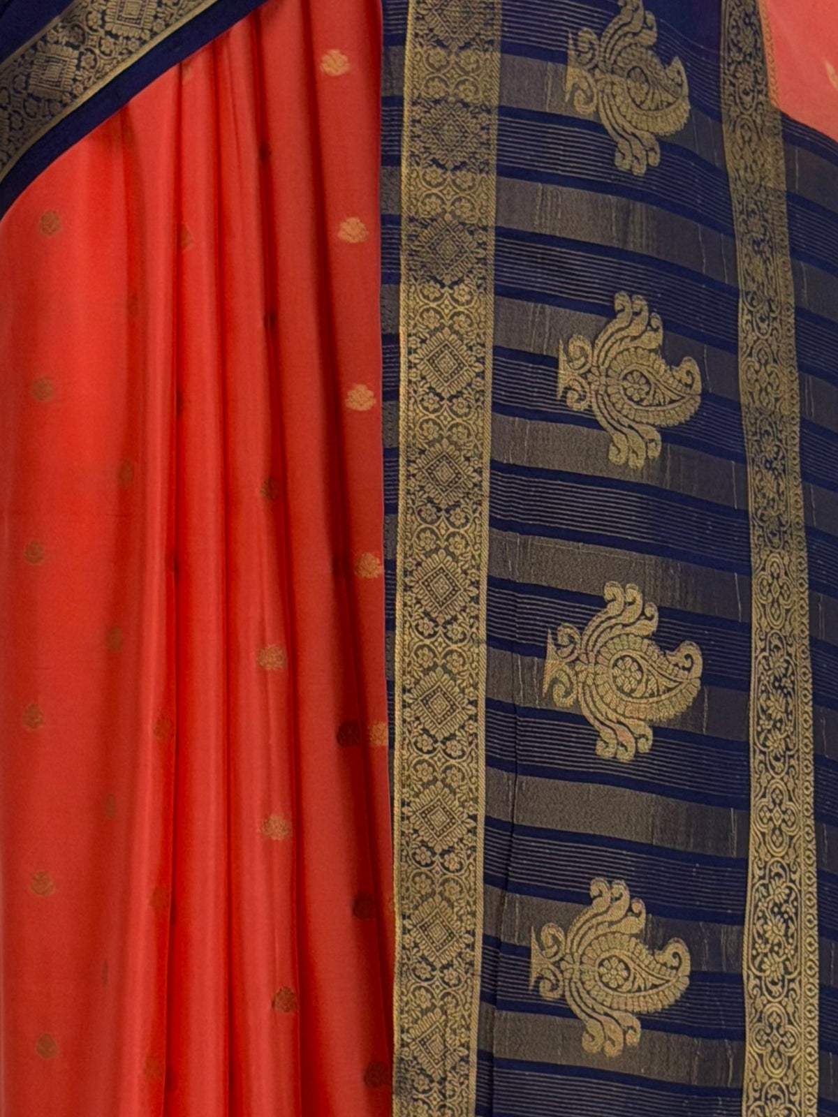 MIMOSA Peach Mysore Silk Crepe Saree — fleets shot full lifestyle