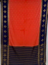 MIMOSA Peach Mysore Silk Crepe Saree — pallu and zari work detail