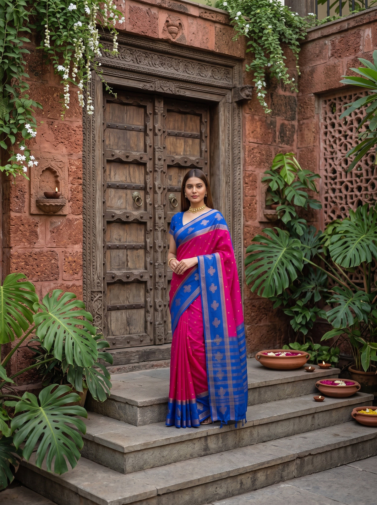 MIMOSA Rani Mysore Silk Crepe Saree — pose 9 styling detail