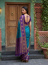 MIMOSA Sapphire Mysore Silk Crepe Saree — pose 2 styling detail