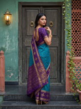 MIMOSA Sapphire Mysore Silk Crepe Saree — pose 7 styling detail