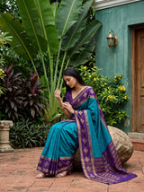 MIMOSA Sapphire Mysore Silk Crepe Saree — pose 8 styling detail